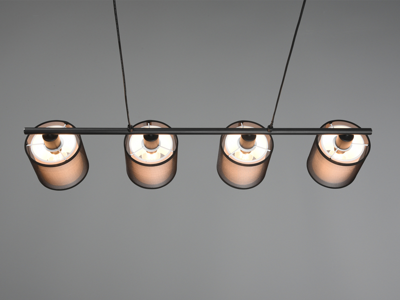 LED Pendelleuchte höhenverstellbar 4-flammig Stoff Organza, Breite 82,5cm