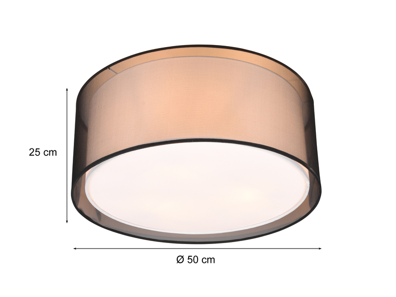 LED Deckenleuchte Stoff 2-lagig Organza transparent Schwarz innen Weiß Ø 50cm