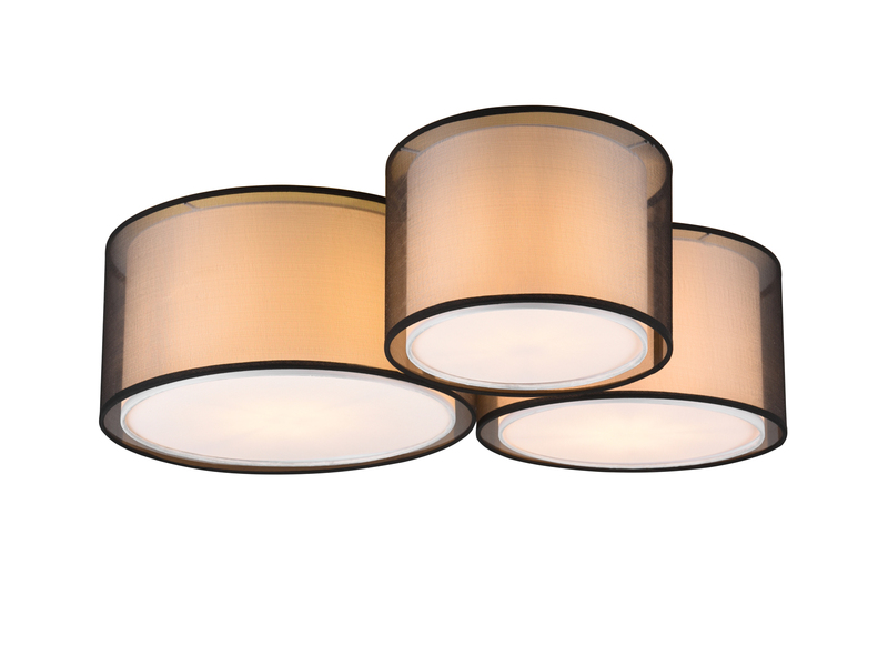 LED Deckenleuchte Stoff 2-lagig Organza transparent Schwarz innen Weiß, B: 65cm