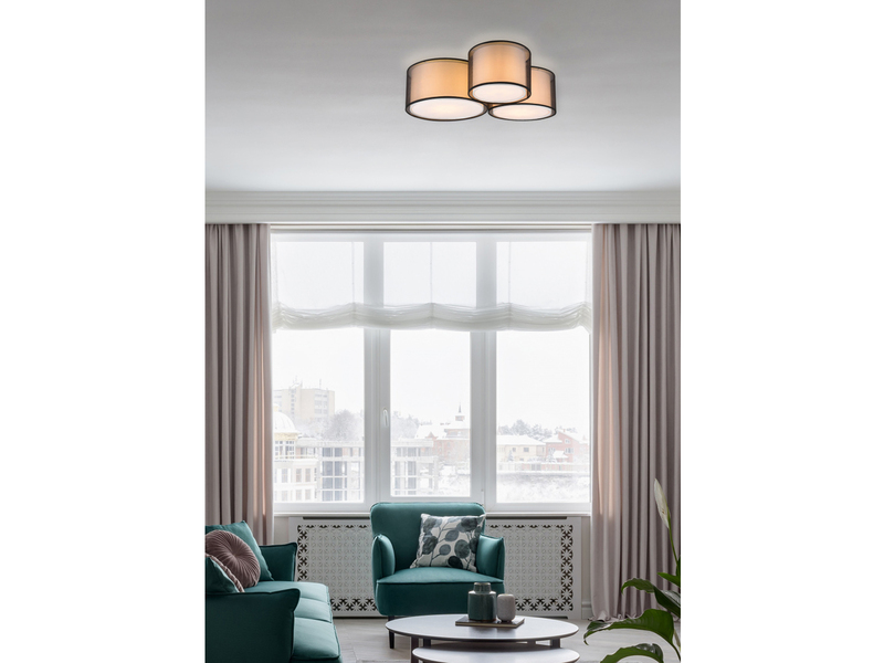 LED Deckenleuchte Stoff 2-lagig Organza transparent Schwarz innen Weiß, B: 65cm