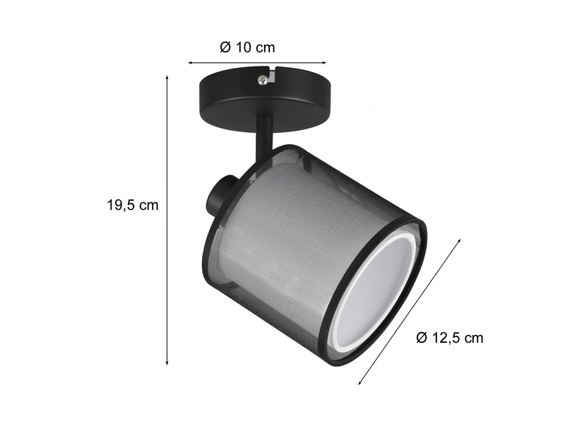 LED Wandstrahler Organza 2-lagig Schwarz innen Weiß, Breite 12,5cm
