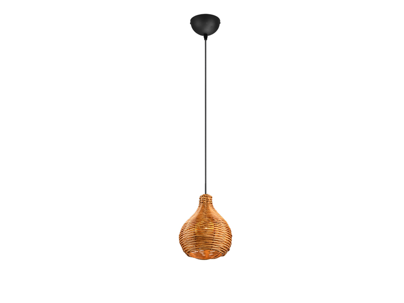 LED Pendelleuchte mit Rattan Geflecht Natur im Boho Stil Ø 17cm