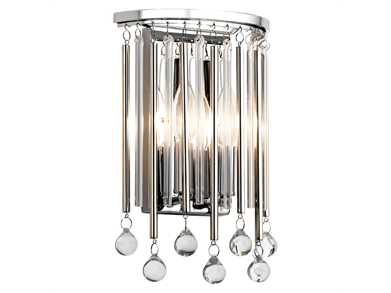 Elegante Wandleuchte PIPER mit filigranem Kristallglas Chrom, Höhe 31cm
