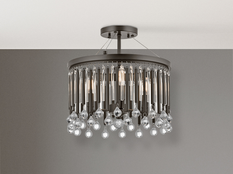 Elegante LED Deckenleuchte 3-flammig mit filigranem Kristall Glas Braun, Ø38cm