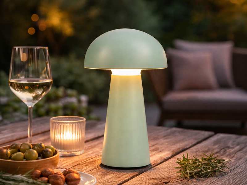 2er SET Outdoor Akku LED Tischleuchten Touch Dimmer Grün Höhe 21cm