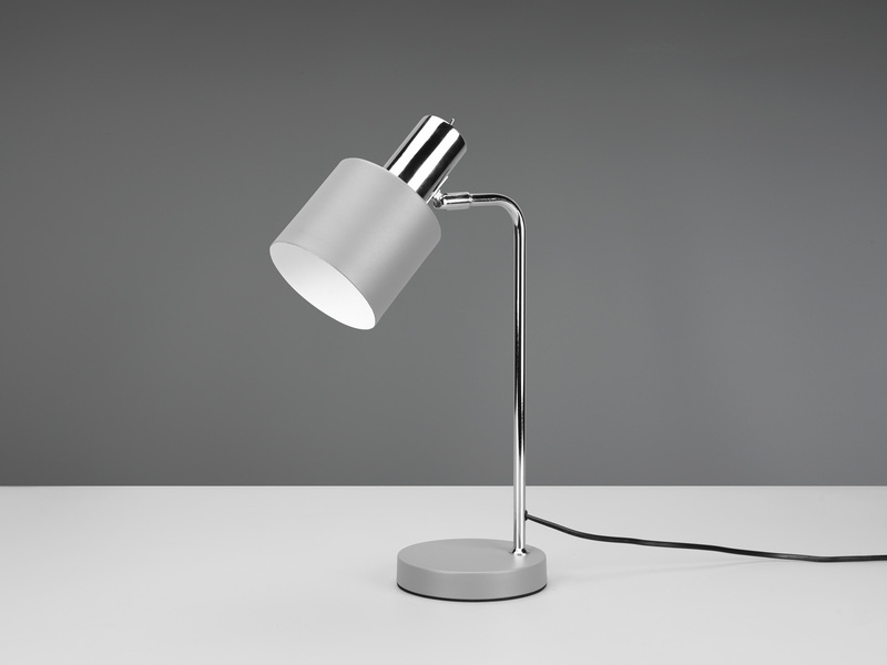 Tischleuchte ADAM Chrom & Metallschirm Grau Höhe 44cm