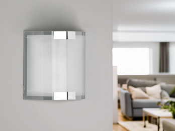 Flache Innen Wandleuchte DIVO mit Glas Lampenschirm Weiß, Höhe 20cm