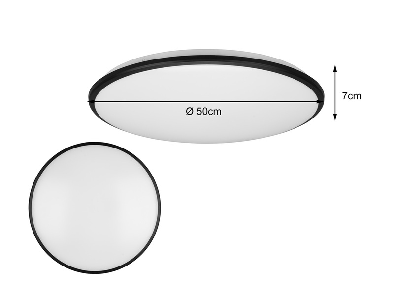 Flache LED Deckenleuchte LIMBUS Schwarz, dimmbar Ø 50cm