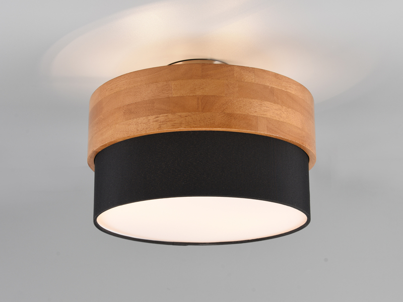 Deckenleuchte SEASONS Holzlampe mit Stoffschirm Schwarz Ø 30cm