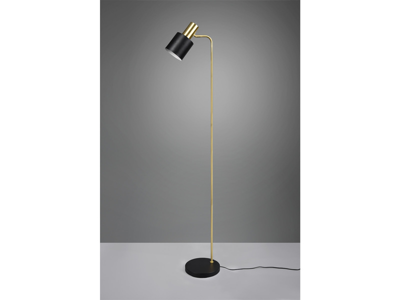 LED Stehleuchte Gold & Metallschirm Schwarz Höhe 154cm