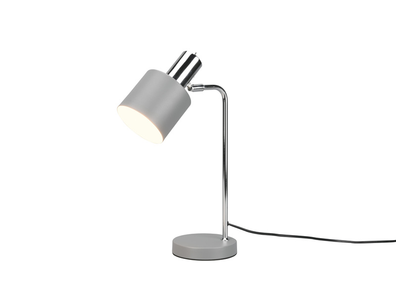 LED Tischleuchte Chrom & Metallschirm Grau Höhe 44cm