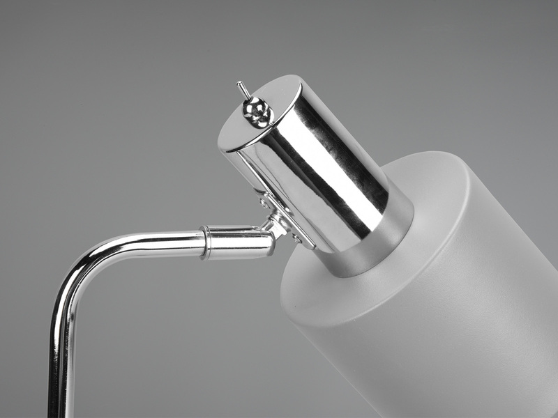 LED Tischleuchte Chrom & Metallschirm Grau Höhe 44cm