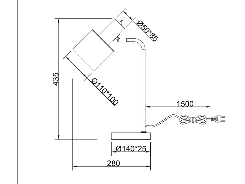 LED Tischleuchte Chrom & Metallschirm Grau Höhe 44cm