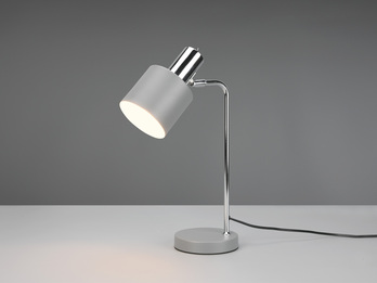 LED Tischleuchte Chrom & Metallschirm Grau Höhe 44cm