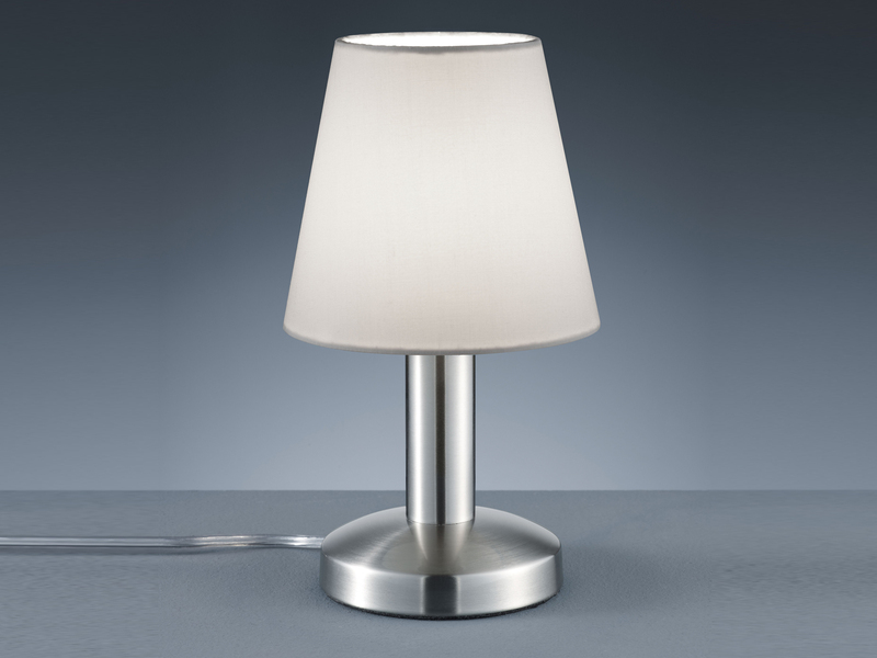 Tischlampe MATS II Stoff Lampenschirm Weiß Touchfunktion EIN/AUS, Höhe 24 cm