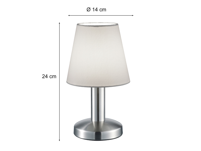 Tischlampe MATS II Stoff Lampenschirm Weiß Touchfunktion EIN/AUS, Höhe 24 cm