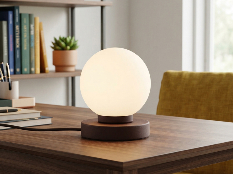 Kleine Touch Tischlampe PRINZ II Rostoptik mit Glas Kugel Weiß, Höhe 15cm