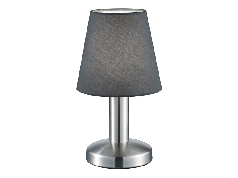 Tischlampe MATS II Stoff Lampenschirm Grau Touchfunktion EIN/AUS, Höhe 24 cm