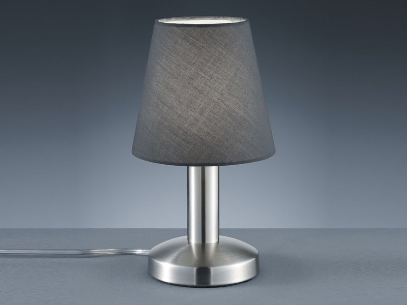 Tischlampe MATS II Stoff Lampenschirm Grau Touchfunktion EIN/AUS, Höhe 24 cm