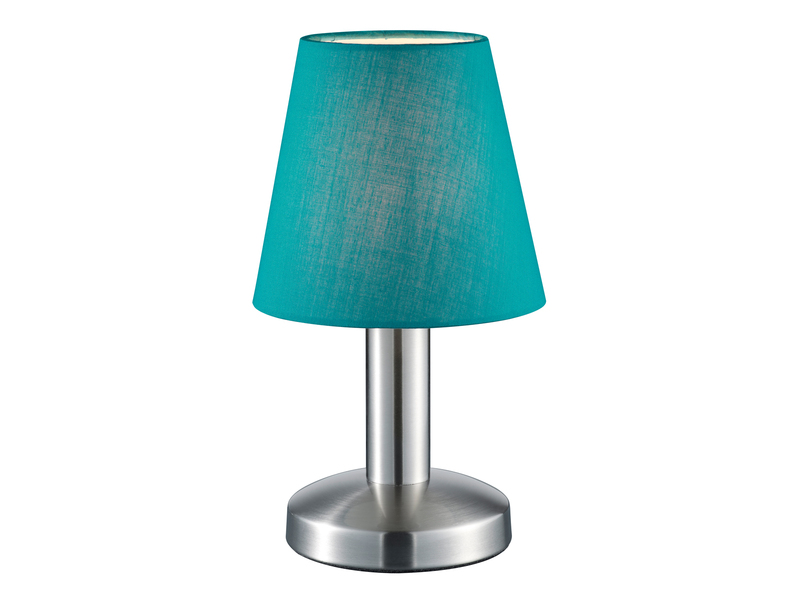 Tischlampe MATS II Stoff Lampenschirm Türkis Touchfunktion EIN/AUS, Höhe 24 cm