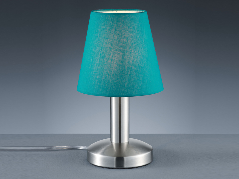 Tischlampe MATS II Stoff Lampenschirm Türkis Touchfunktion EIN/AUS, Höhe 24 cm