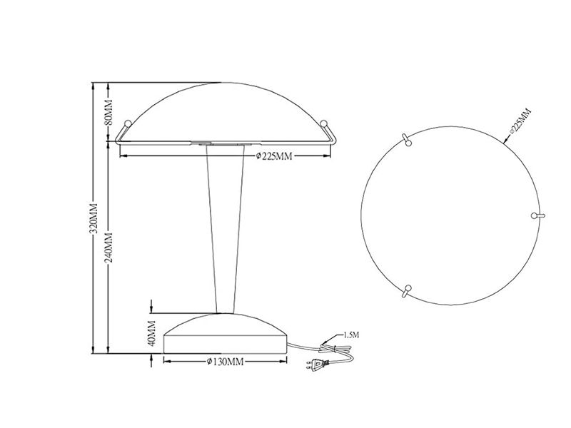 Tischleuchte PILZ II - Messing Glasschirm Weiß, Touchfunktion - Höhe 32cm