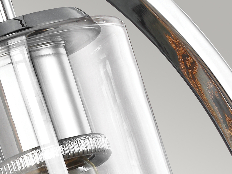 Markante LED Wandleuchte aus massivem Stahl in Chrom mit Glas, Höhe 46cm