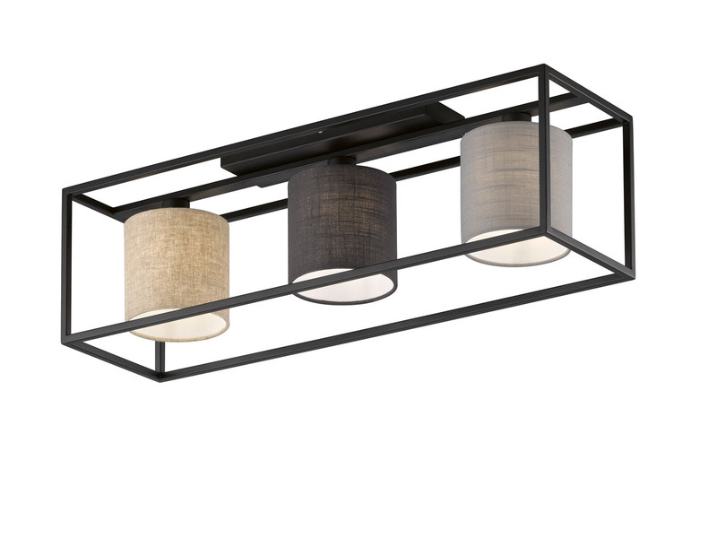 Deckenleuchte ISKO 3-flammig Stoffschirme mehrfarbig, Breite 70cm