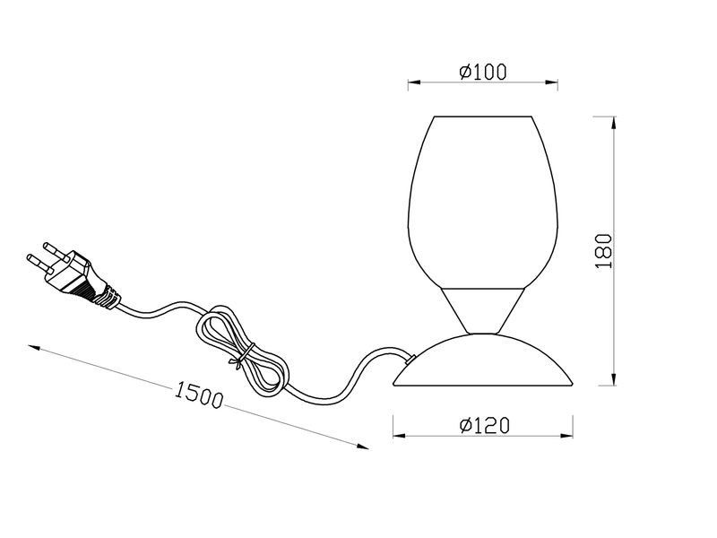 Tischleuchte CUP II Glas Weiß marmoriert, Sockel Silber Touchfunktion, Höhe 18cm