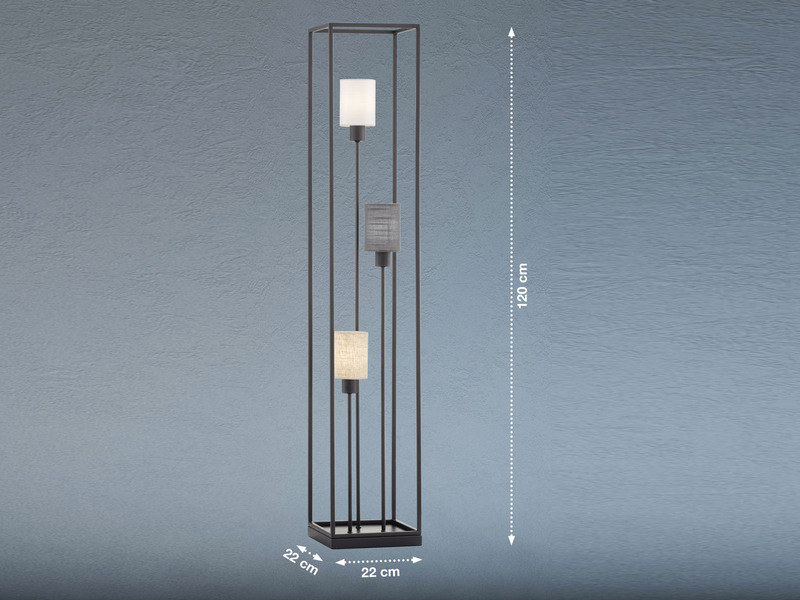 Stehlampe ISKO 3-flammig Stoffschirme mehrfarbig - Höhe 120cm
