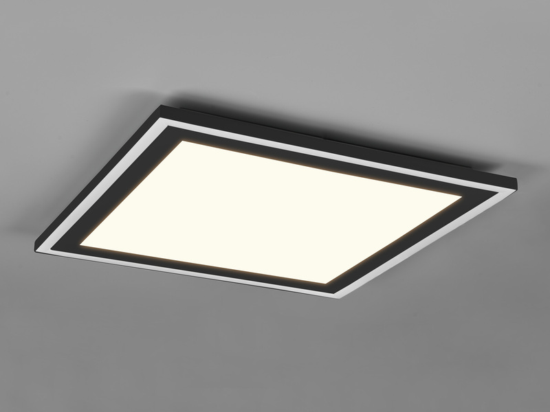 Flache LED Deckenleuchte CARUS 43cm Leuchtflächen getrennt schaltbar Schwarz