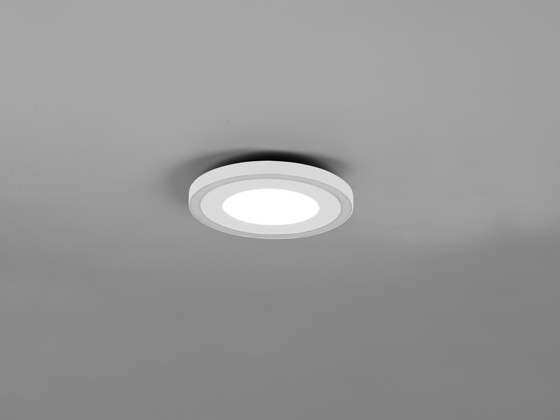 Flache LED Deckenleuchte CARUS Leuchtflächen getrennt schaltbar Weiß, Ø 20cm