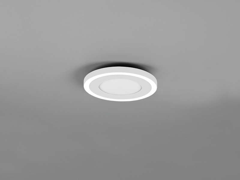 Flache LED Deckenleuchte CARUS Leuchtflächen getrennt schaltbar Weiß, Ø 20cm