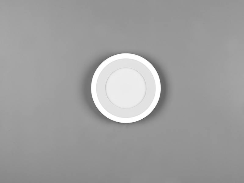Flache LED Deckenleuchte CARUS Leuchtflächen getrennt schaltbar Weiß, Ø 20cm