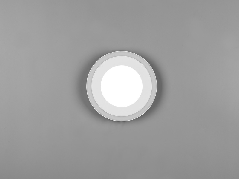Flache LED Deckenleuchte CARUS Leuchtflächen getrennt schaltbar Weiß, Ø 20cm