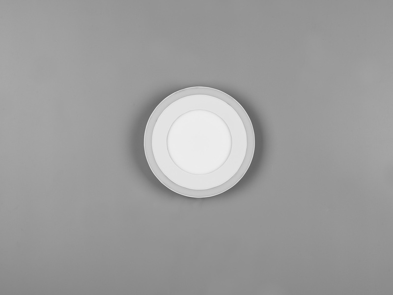 Flache LED Deckenleuchte CARUS Leuchtflächen getrennt schaltbar Weiß, Ø 20cm