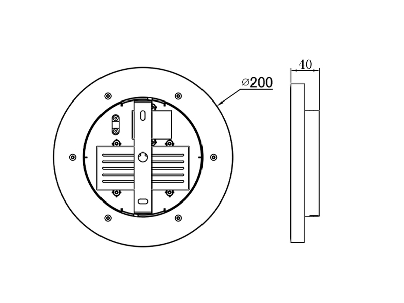 Flache LED Deckenleuchte CARUS Leuchtflächen getrennt schaltbar Schwarz, Ø 20cm
