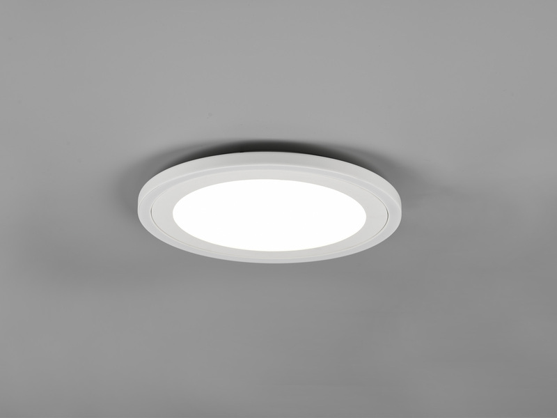 Flache LED Deckenleuchte CARUS Ø34cm Leuchtflächen getrennt schaltbar Weiß