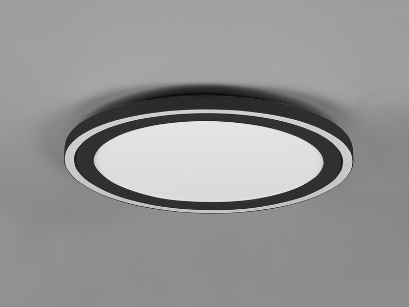 Flache LED Deckenleuchte CARUS Ø44cm Leuchtflächen getrennt schaltbar Schwarz
