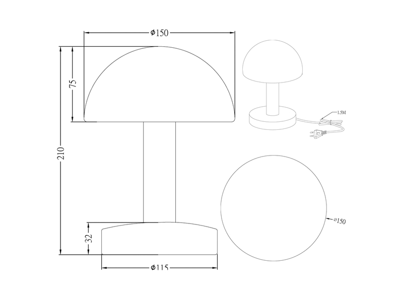 Kleine Touch Tischlampe FYNN II Silber & E14 Glasschirm Weiß, Höhe 21cm