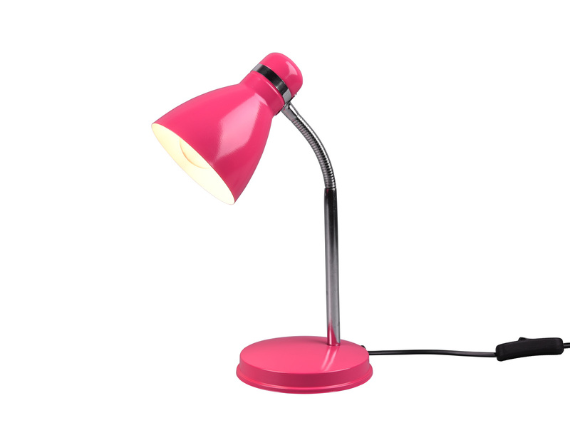 Schreibtischleuchte HARVEY flexibel, Chrom & Metallschirm Pink, 33cm