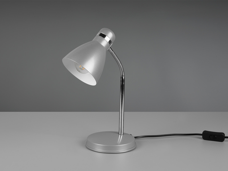 LED Schreibtischleuchte flexibel, Chrom & Metallschirm Titan, 33cm