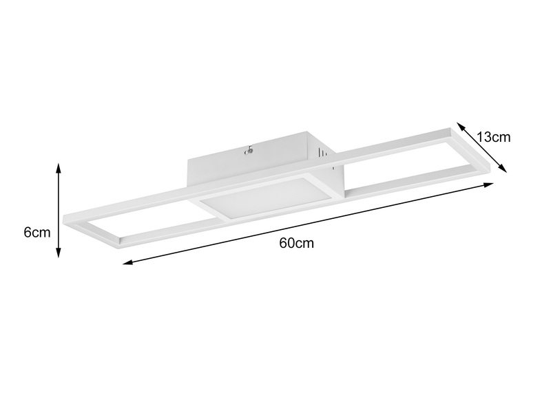 Große LED Deckenleuchte RIGIDO Weiß 60x13cm dimmbar,  Lichtfarbe einstellbar