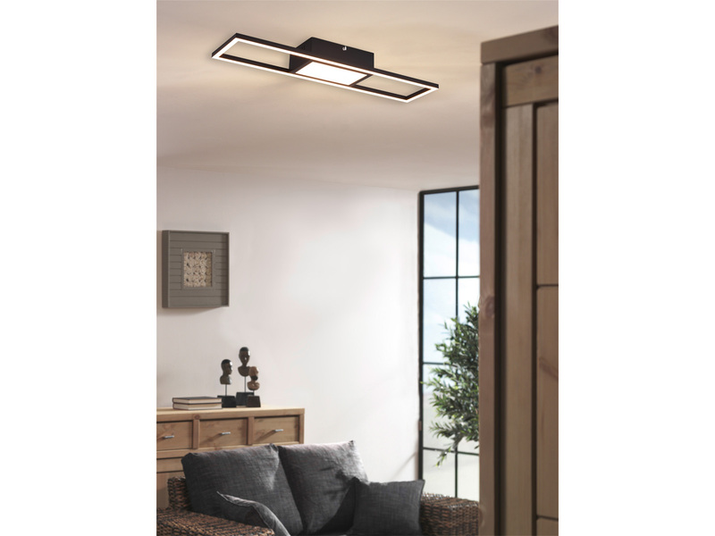 LED Deckenleuchte RIGIDO Schwarz dimmbar & Lichtfarbe einstellbar, B: 60cm