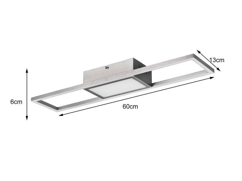 LED Deckenleuchte RIGIDO Silber dimmbar & Lichtfarbe einstellbar, B: 60cm