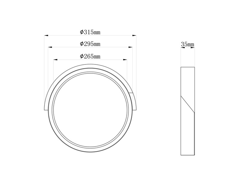 LED Deckenleuchte JANO rund Ø31cm Schwarz-Holzoptik, 3 Stufen Dimmer