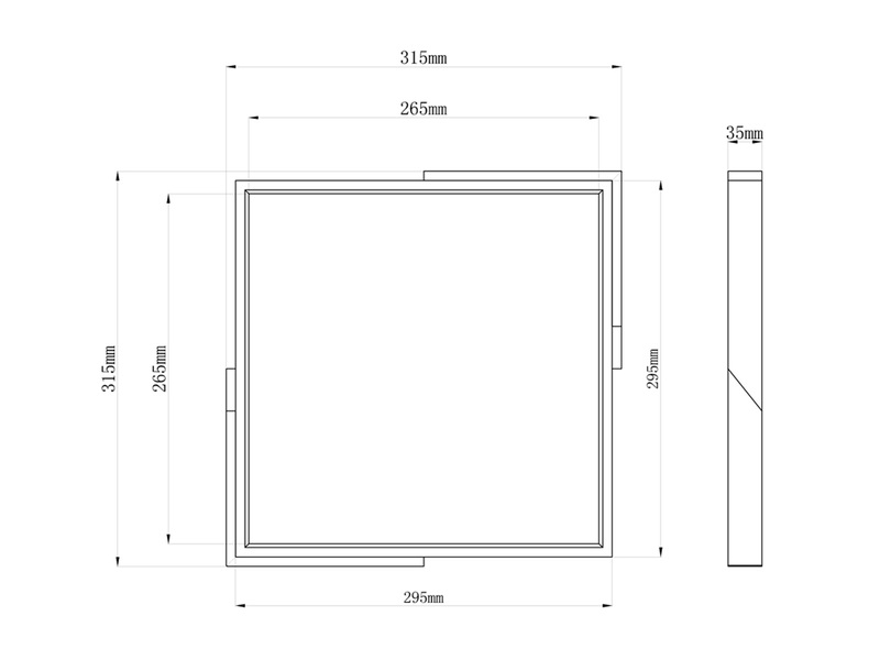 LED Deckenleuchte META eckig Weiß mit Holz, 3 Stufen Dimmer, Quadrat 31cm