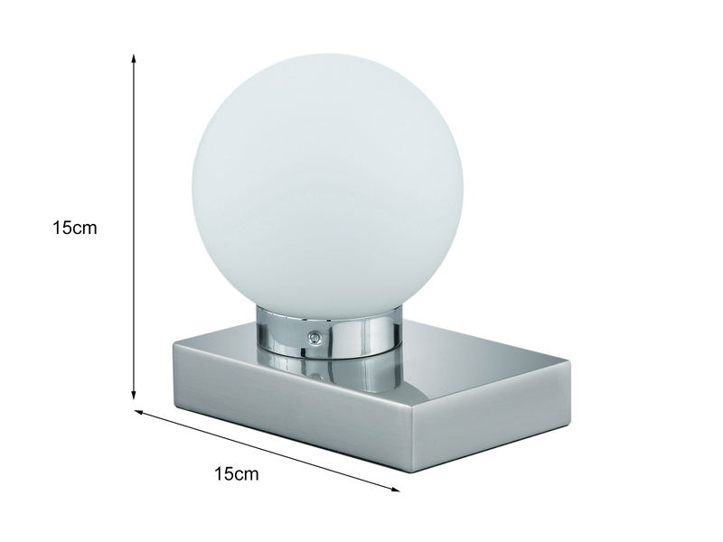 Tischlampe DAVI II Glaskugel Weiß Sockel Silber - Touchfunktion, Ø 12cm