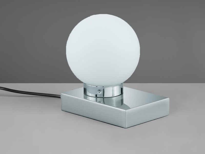 Tischlampe DAVI II mit Glaskugel & Touchfunktion, Fuß Silber, Höhe 15cm