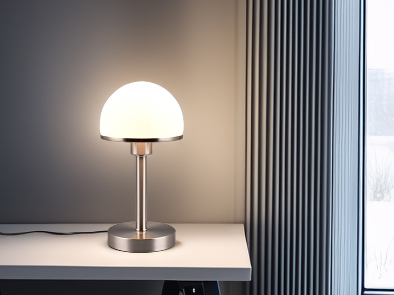 Tischleuchte JOOST II Silber Glasschirm Weiß - Touchfunktion, Höhe 39cm